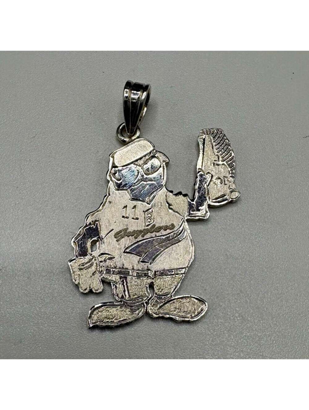 925 Sterling Silver Baseball Player Sports Charm Pendant, No Stone Silver